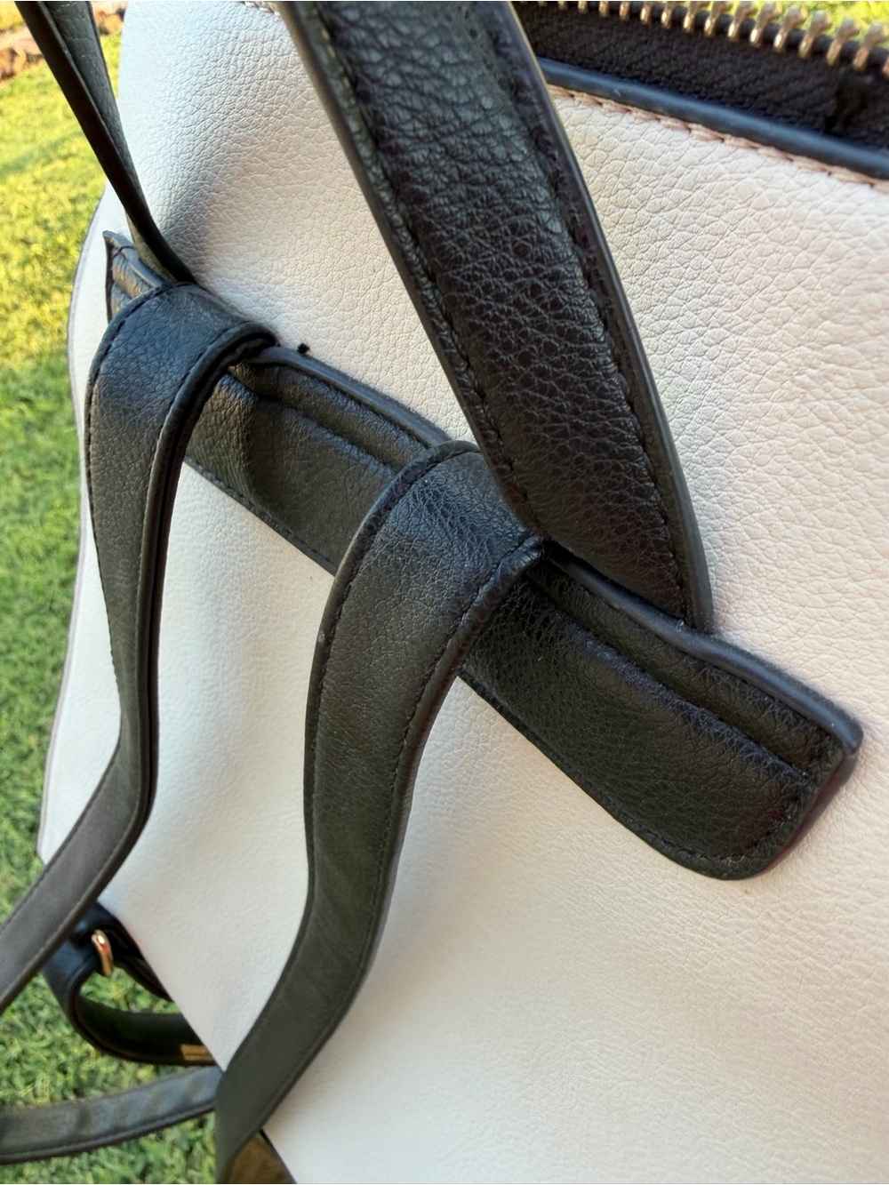 ALDO  Portwine White & Brown Leatherette Backpack with Front Pocket - Picture 5 of 6